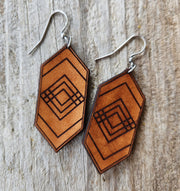 Dakota" Handmade Tooled Leather Aztec Earrings
