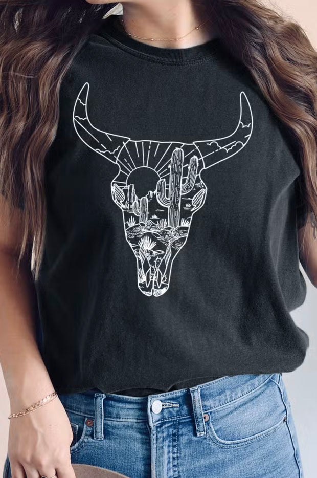 Desert bull skull tee