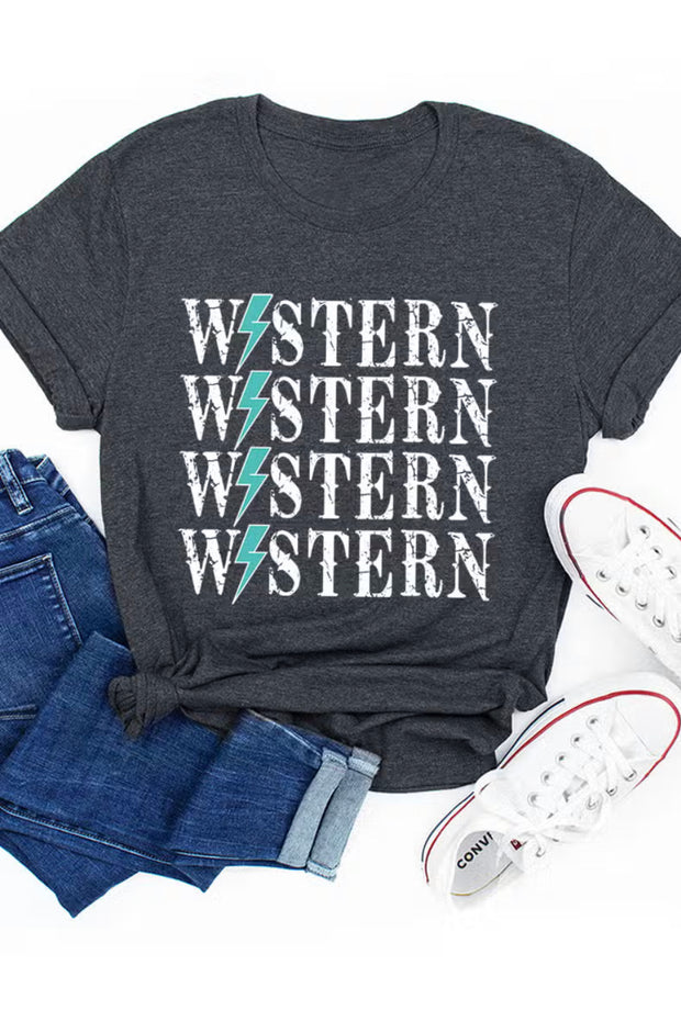 Western,Lightning Thunderbolt Tee