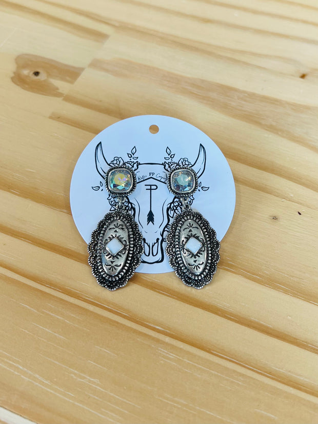 Bling stud with concho drop