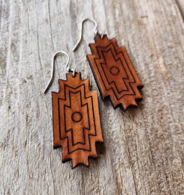 Diana" Handmade Tooled Leather Earrings