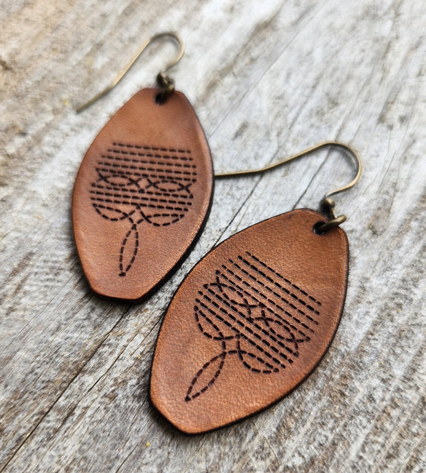 Dallas" Handmade Tooled Leather Western Earrings