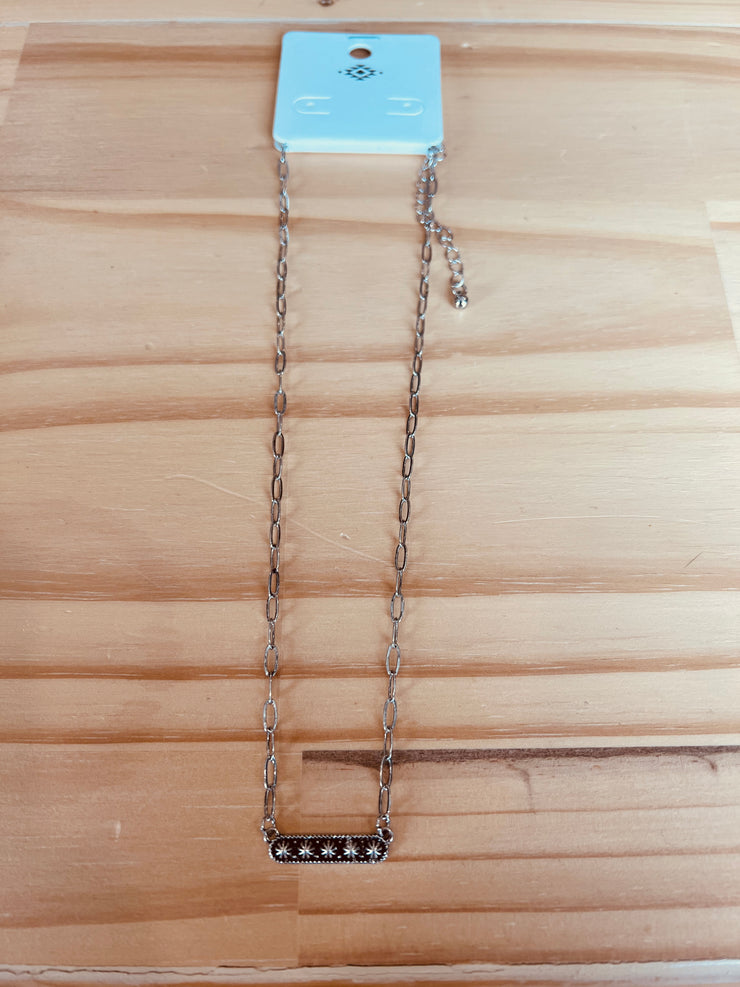 Silver bar dainty chain necklace