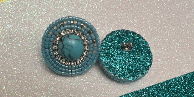 Turquoise diamond beaded earrings