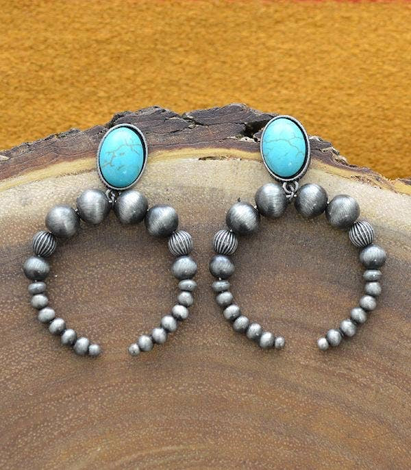Navajo Beaded Earrings with Stone Accents