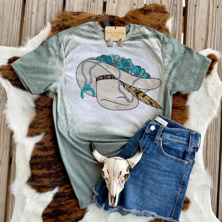 Turquoise Filled Cowboy Hat Tee
