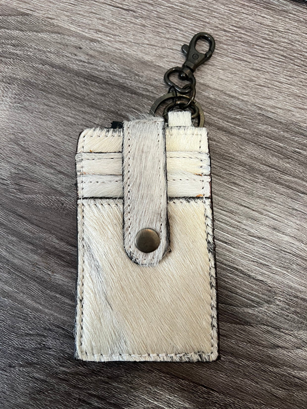 White card holder with key ring