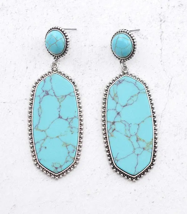 Marbled Turquoise Dangle Earrings