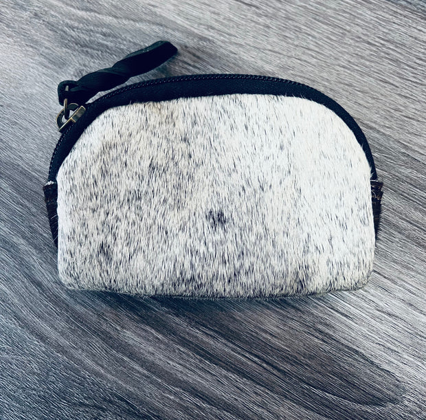 BLACK and white HIDE ON COIN PURSE