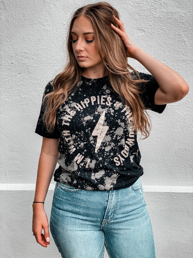Hippies and Cowboys Bleached Black Tee