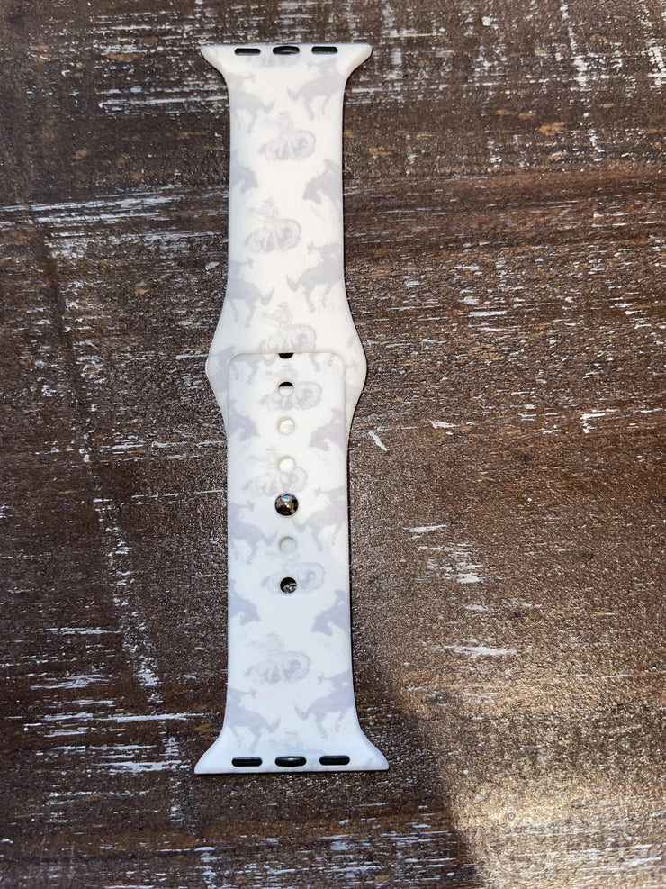 White Bronc Silicone Apple Watch Band