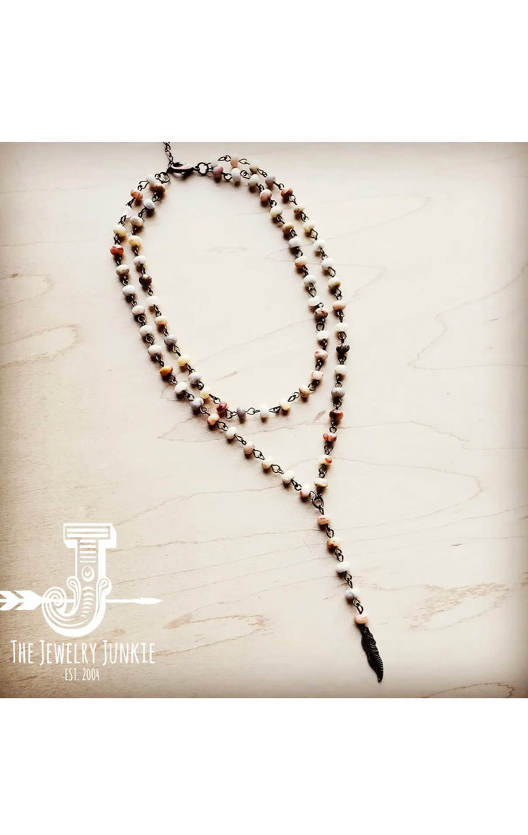 DOUBLE STRAND LARIAT NATURAL AGATE NECKLACE