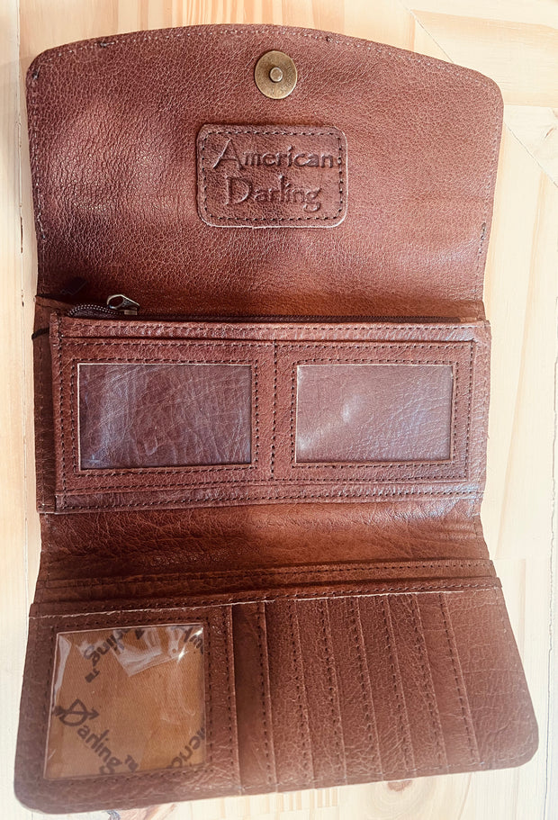 Tooled cowhide wallet