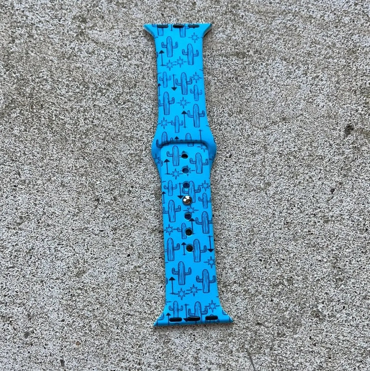 Turquoise Cactus Silicone Apple Watch Band