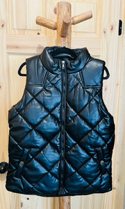 Faux Leather Puffer Vest