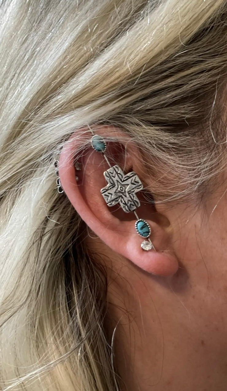 Aztec Turquoise Stud Ear Pin