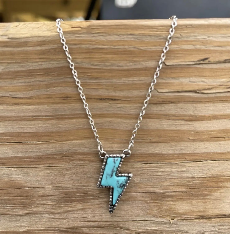 Lightning Bolt Turquoise Necklace