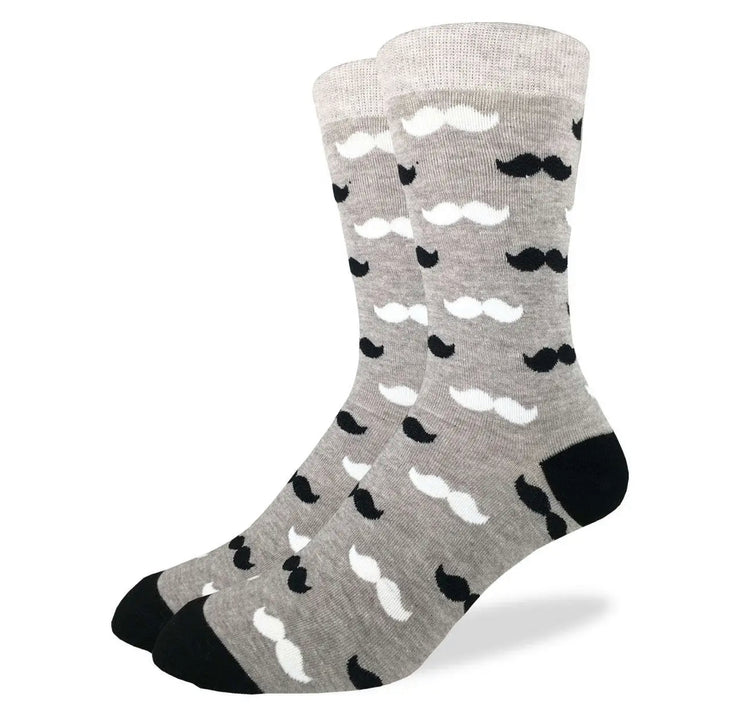 Men's Black & Grey Mustache Socks