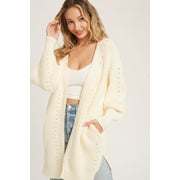 POINTELLE OPEN FRONT CARDIGAN