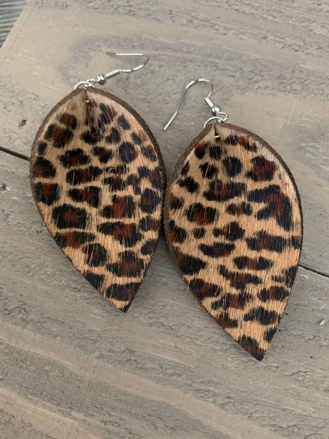 Leopard Hair On Leather Earrings